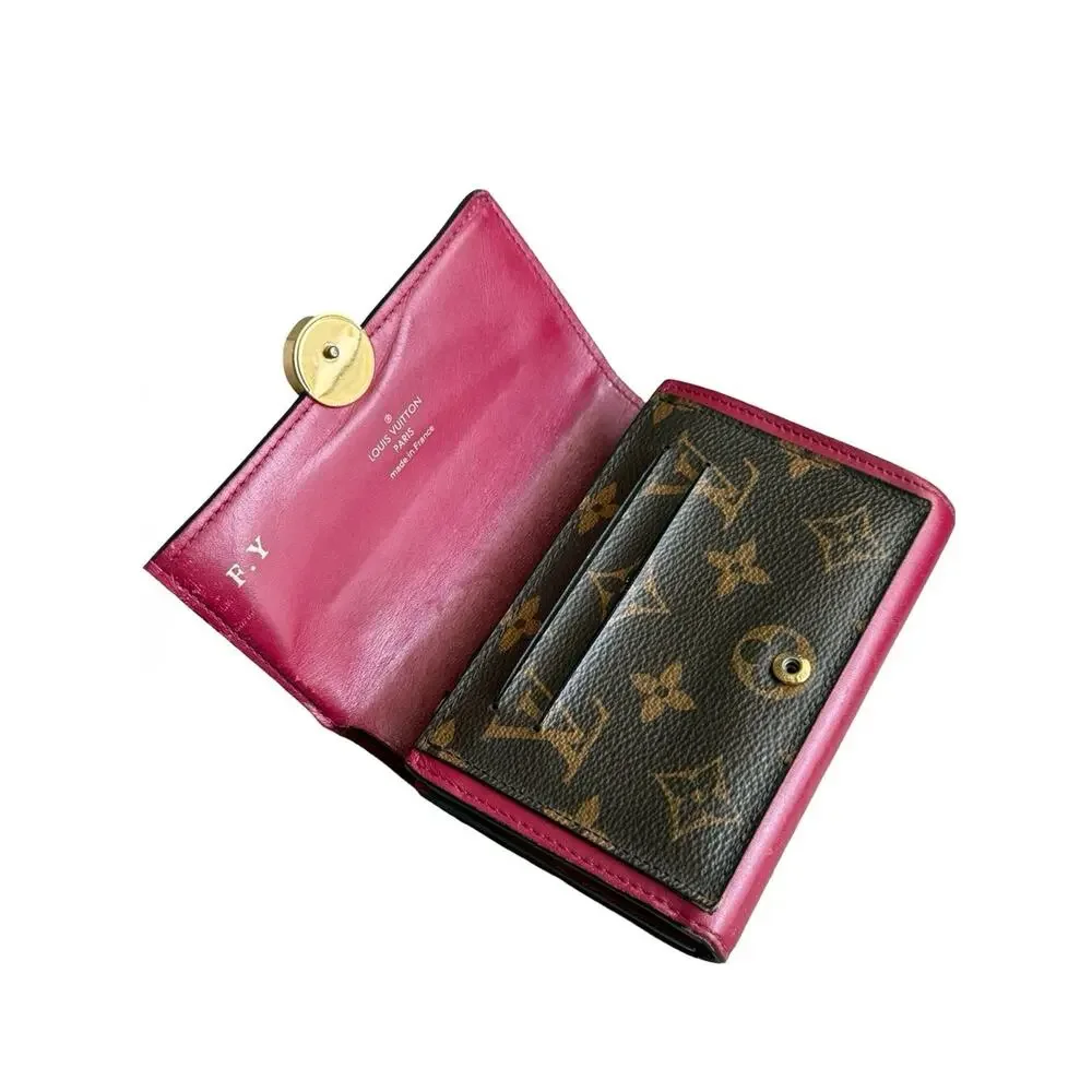 Authentic Louis Vuitton Monogram Flore Compact Wallet Fuchsia Pink Flower